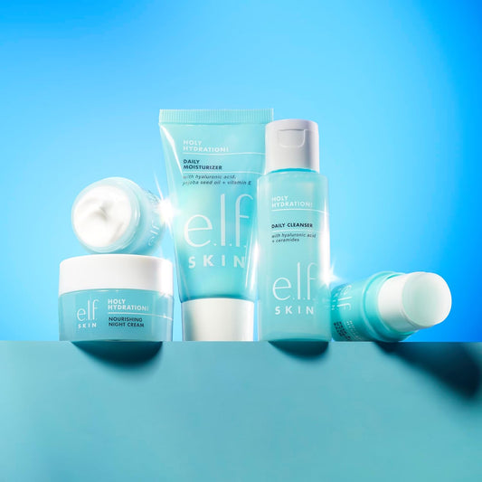 e.l.f. SKIN Jet Set Hydration Kit, Reisefreundliches Feuchtigkeitsspendendes Pflegeset, Gesichtsreiniger, Pflegebalsam, Feuchtigkeitscreme, Augencreme & Nachtcreme, Vegan & Tierversuchsfrei